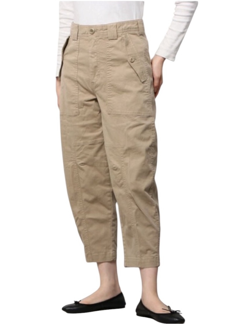 Banana Republic Khaki Cotton Utility Crop Pants